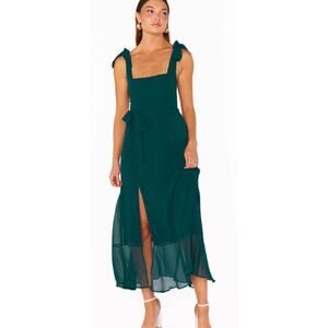 Show Me Your Mumu Claire Midi Bridesmaid Formal Dress Emerald Chiffon NWT XXS